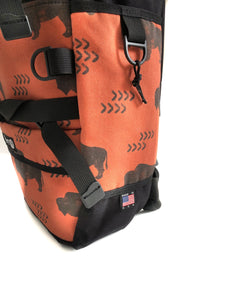 4.0 Black Backpack + Rust Distressed Buffalo Print