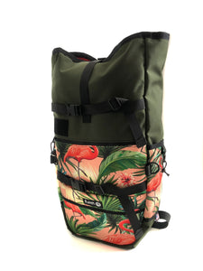 4.0 OD Green Backpack + Pink Flamingos